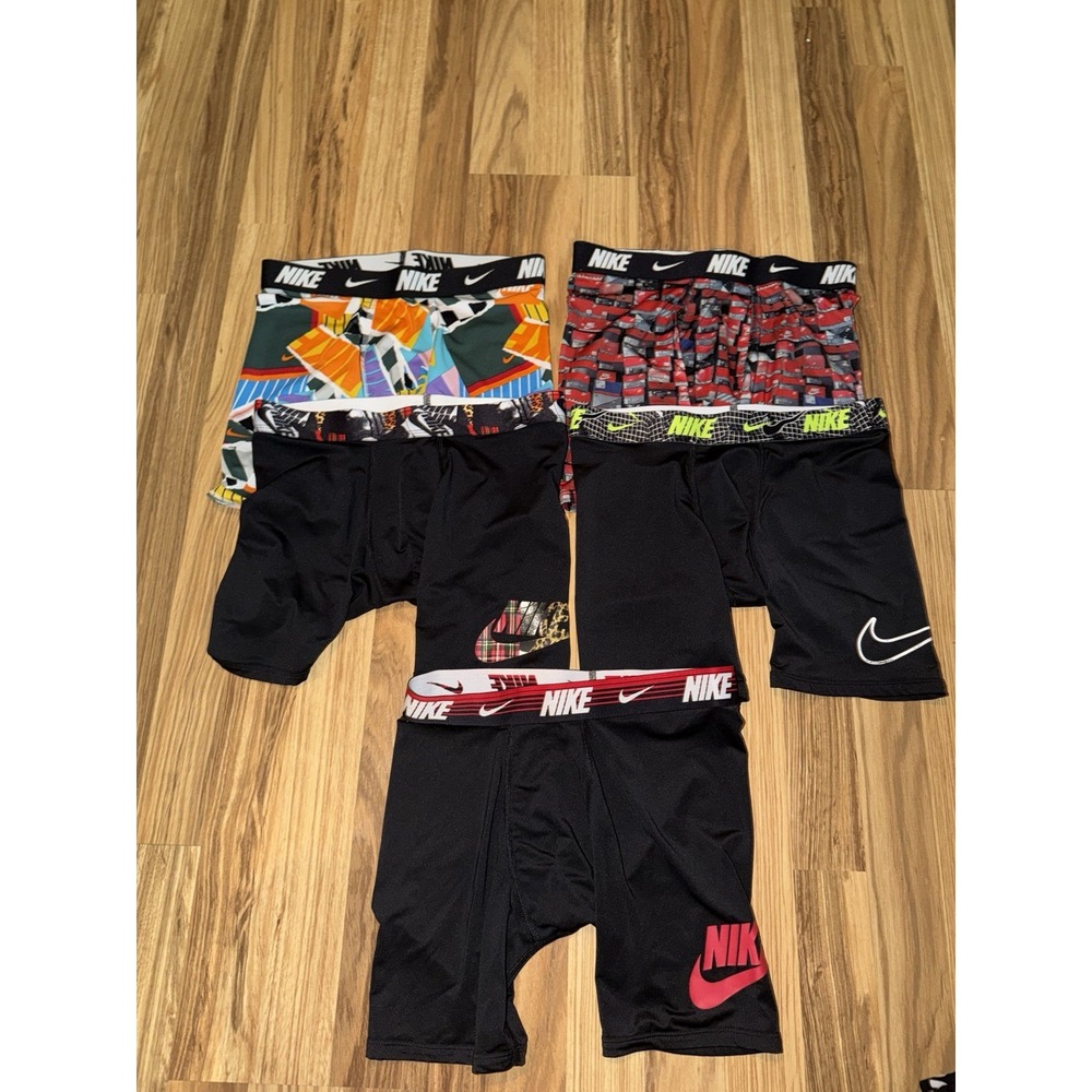Nike Dri-Fit Stretch Microfiber Boxer Briefs Youth Sz Large Set of 5 Longer Leng